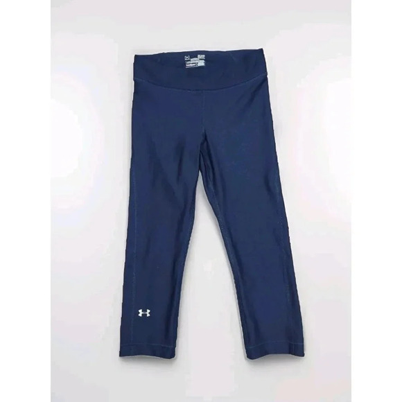 Under Armour Heat Gear Womens Compression Pants Sz Small Navy Stretch Yoga - Picture 1 of 8